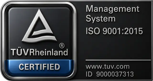TÜV Rheinland ISO 9001:2015 quality management system certification badge for Robologic™ Group TÜV Rheinland ISO 9001:2015 quality management system certification badge for Robologic™ Group